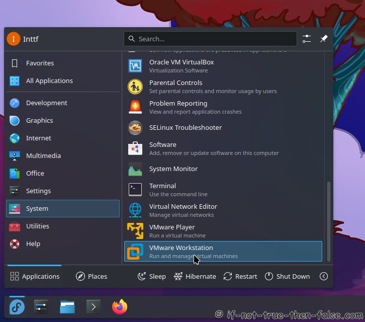 从菜单启动 VMware